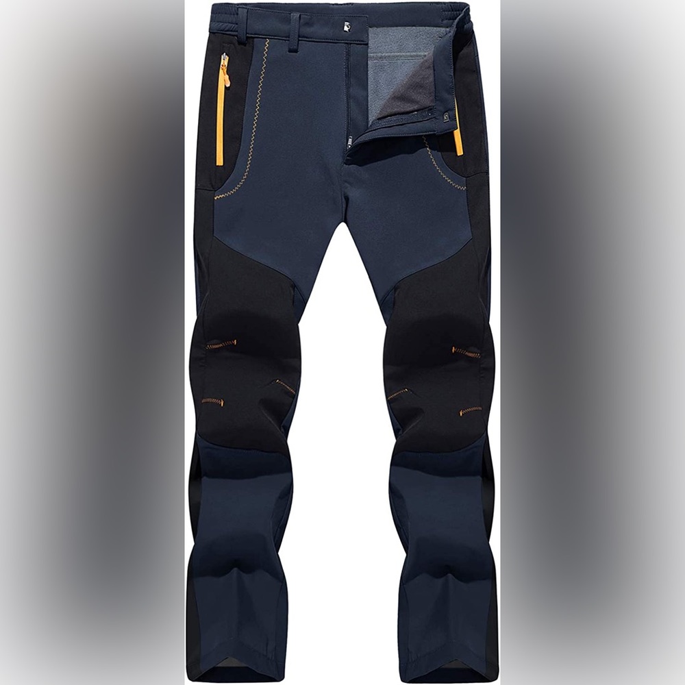 TACVASEN Men's Snow/Outdoor Fleece Lining Soft Shell Pants Navy/Black SZ 36 New